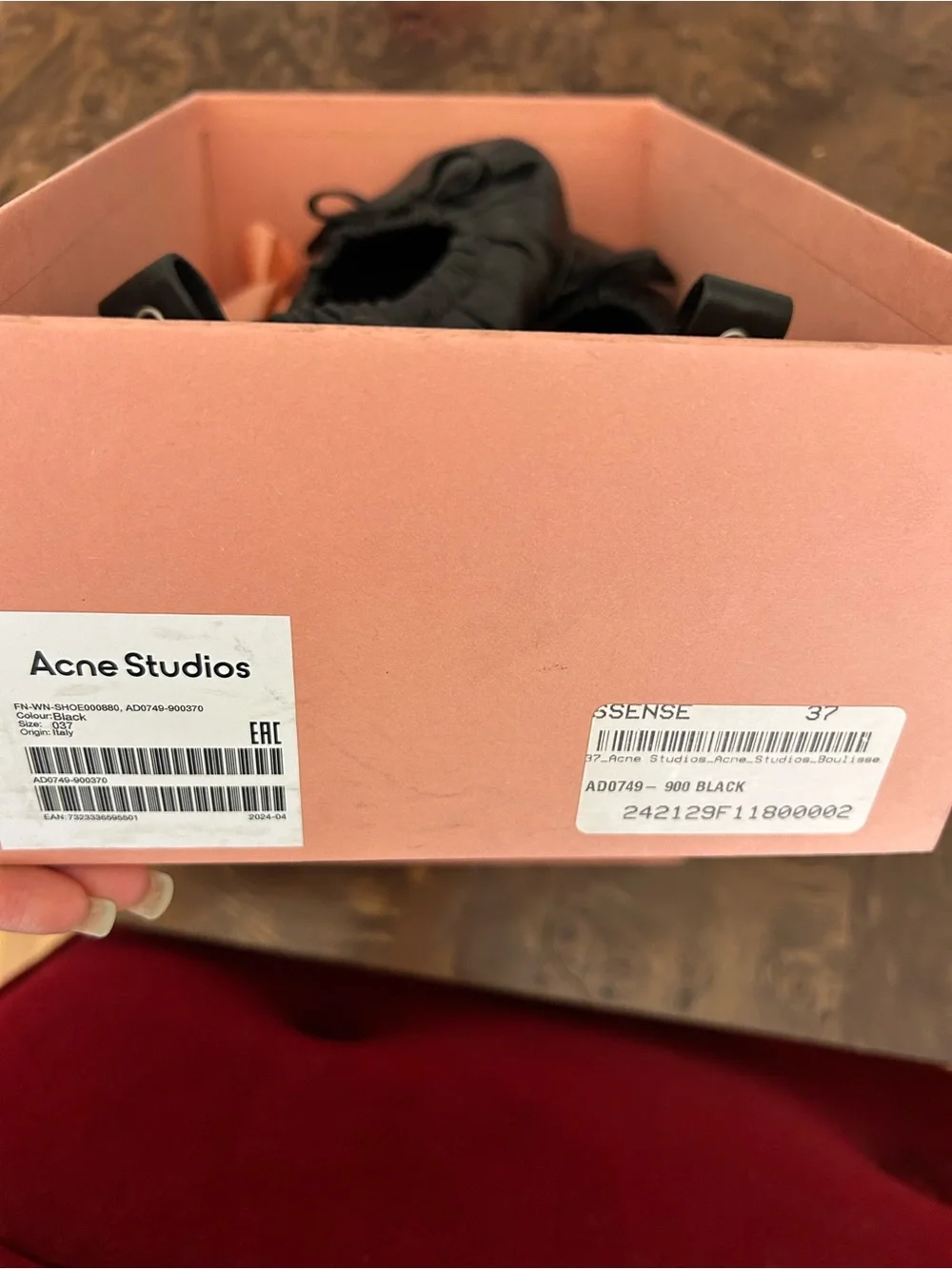 Acne Studios Black Leather Ballet Flats